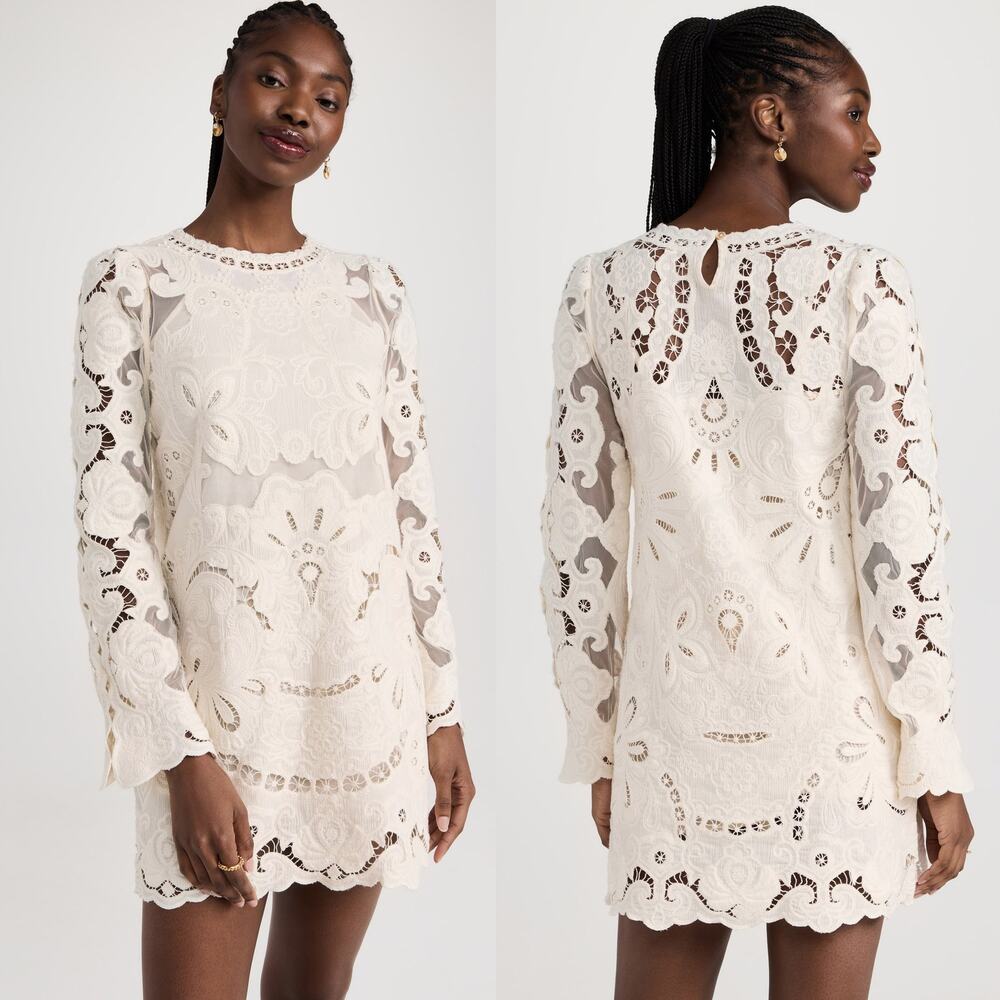 NWT Sea New York Lysa Embroidered Lace Mini Dress | Cream, Size 2